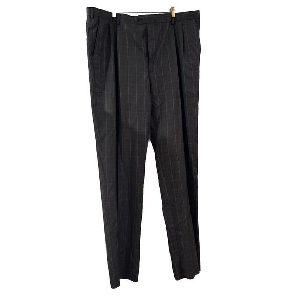 Paul Fredrick Other - NWT Paul Fredrick Charcoal 100% Wool Pleated Dress Suit Pants; Sz 46R Check